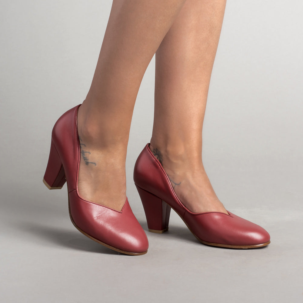 Marilyn Vintage Pumps Wide (Oxblood)