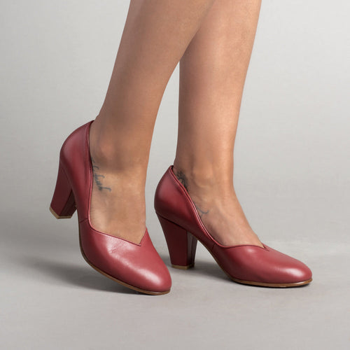 Marilyn Vintage Pumps Wide (Oxblood)