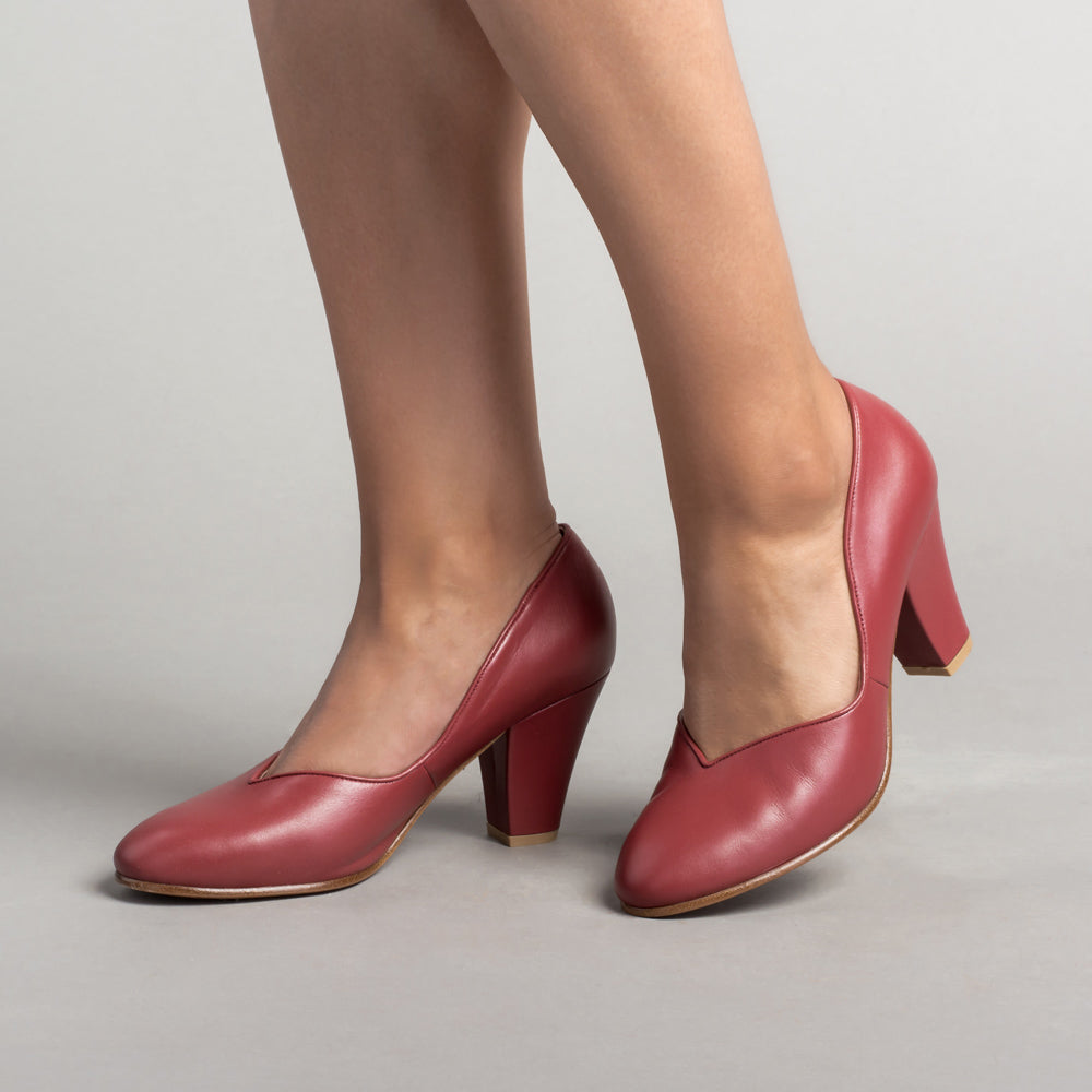 Marilyn Vintage Pumps Wide (Oxblood)