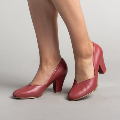 Marilyn Vintage Pumps Wide (Oxblood)