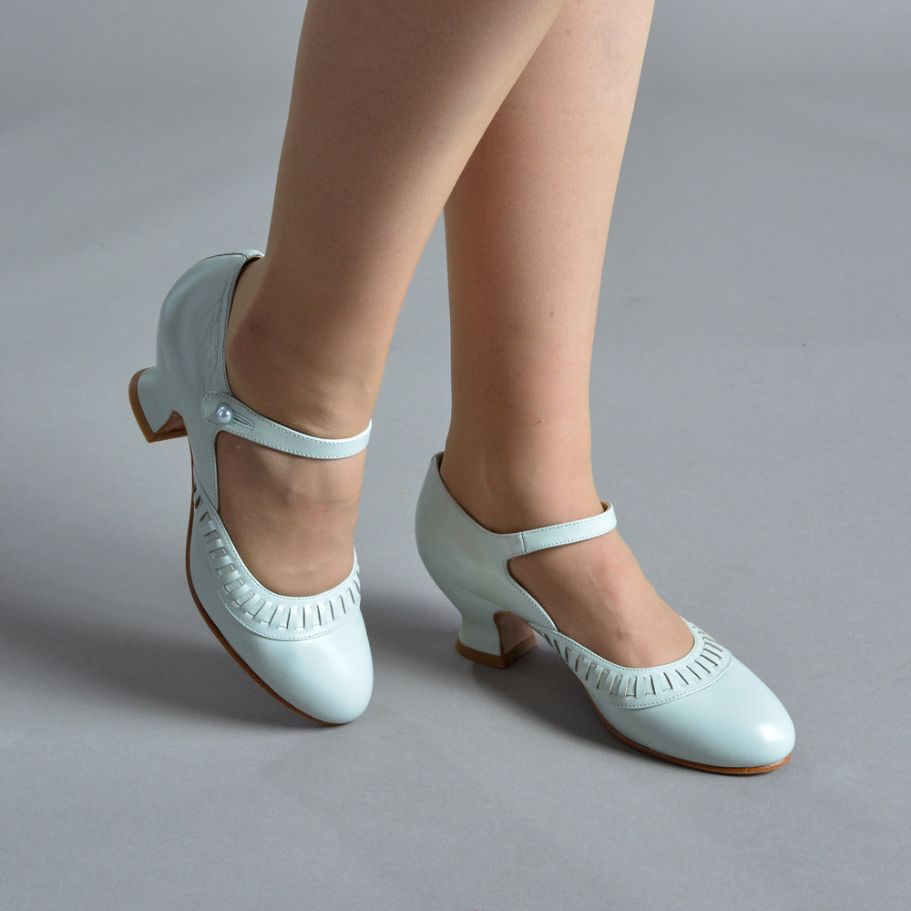 Marjorie 1920s Shoes (Blue Mist)