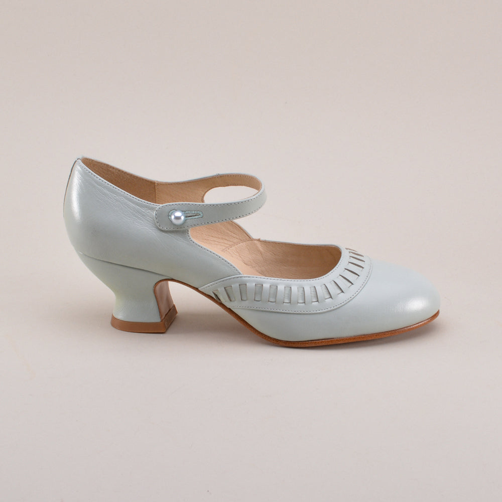 Marjorie 1920s Shoes (Blue Mist)