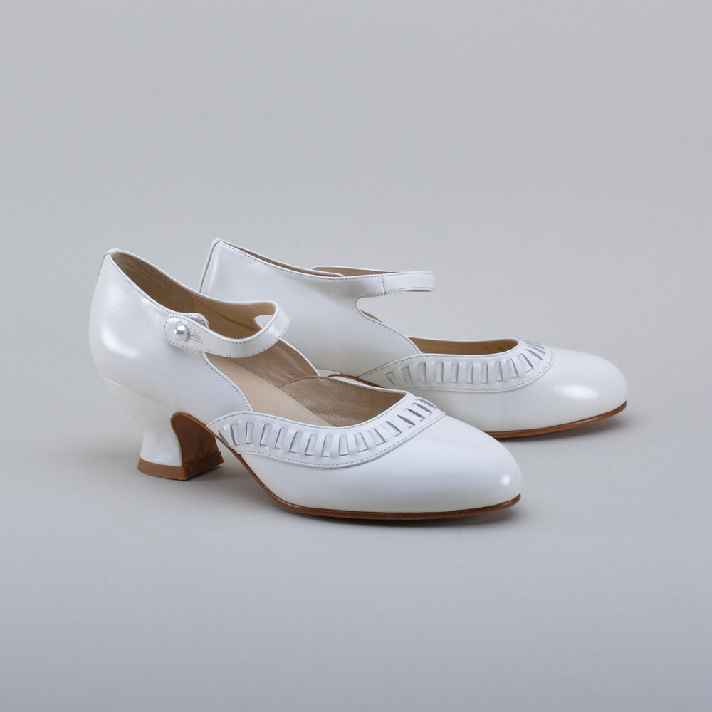 Marjorie 1920s Shoes (Soft White)