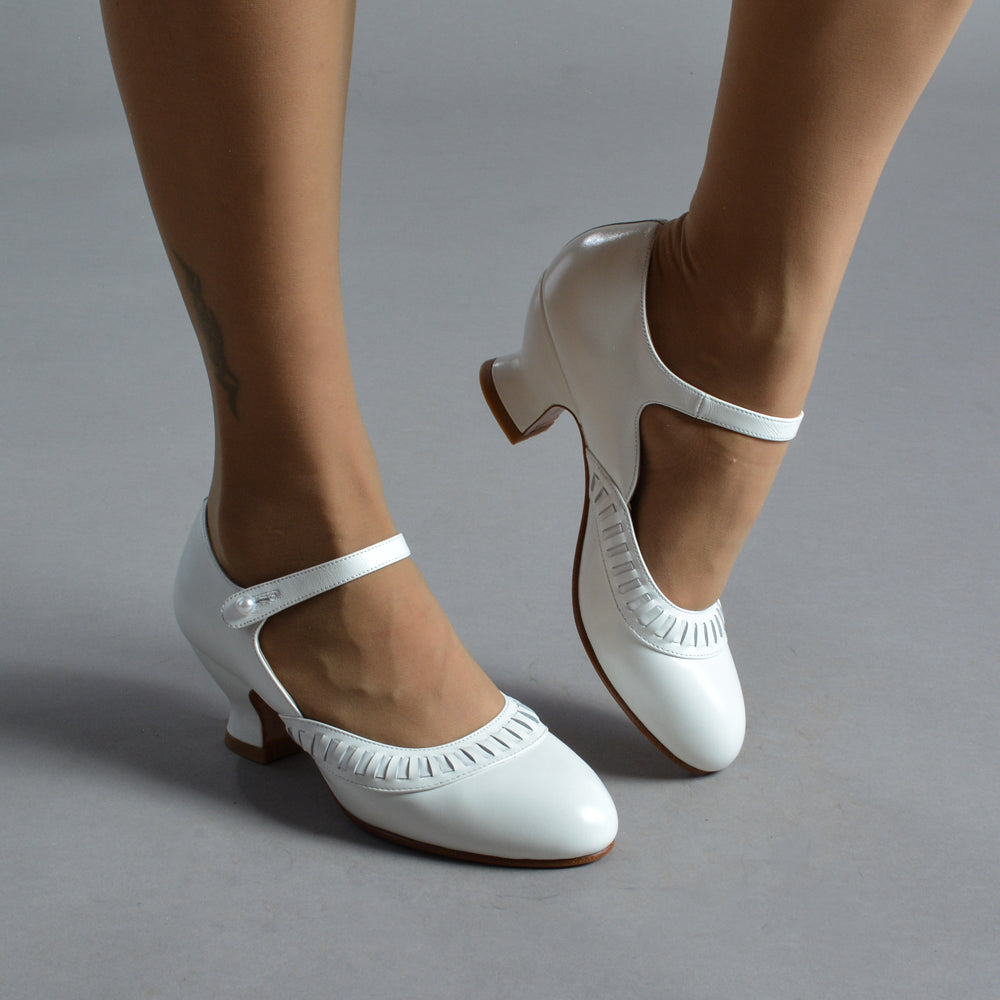 Marjorie 1920s Shoes (Soft White)