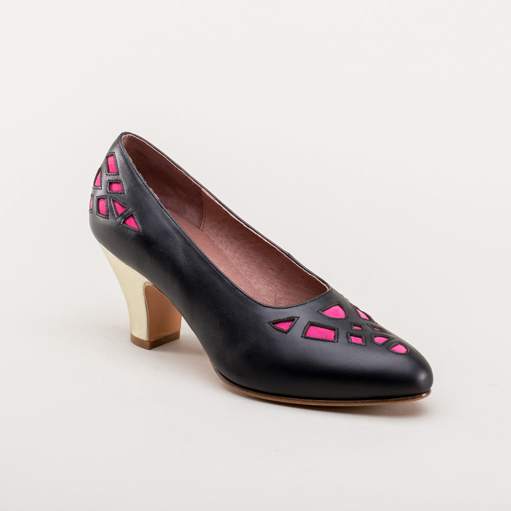 Meme Vintage Pumps (Black/Pink/Gold)