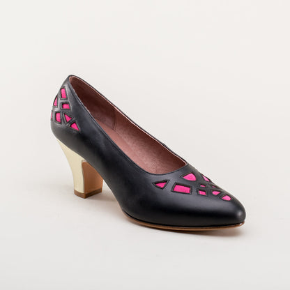 Meme Vintage Pumps (Black/Pink/Gold)