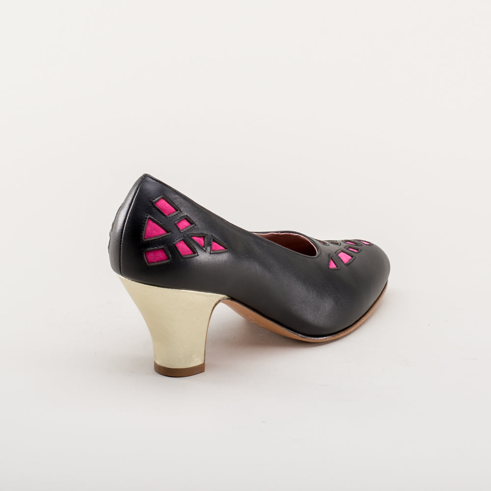 Meme Vintage Pumps (Black/Pink/Gold)
