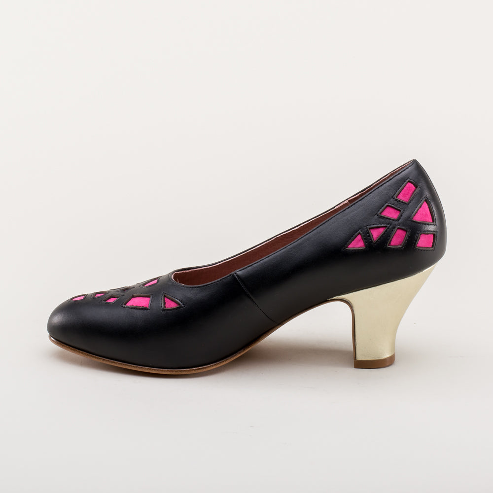 Meme Vintage Pumps (Black/Pink/Gold)