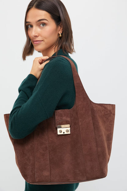 Brown Suede Large Market Tote