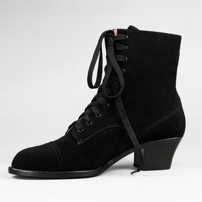 Paris Boots Wide (Black Suede)