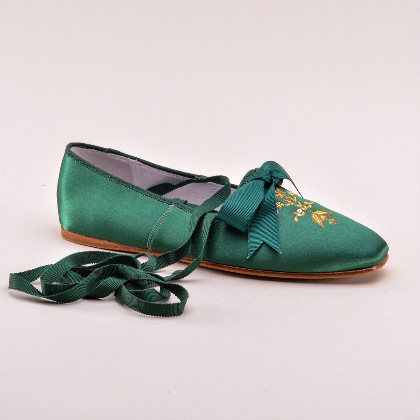 Penelope Regency Slippers (Dark Green)