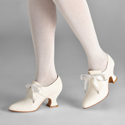 Pompadour 18th Century Leather Shoes Wide (Ivory)