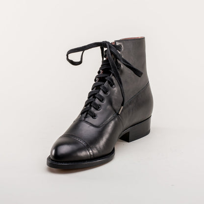 Rainey Vintage Lace-Up Boots (Black)