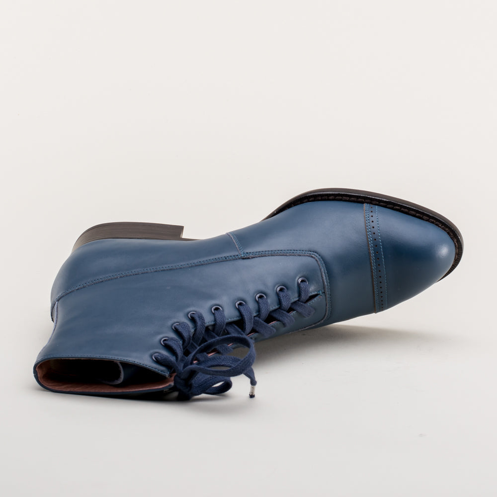 Rainey Vintage Lace-Up Boots (Blue)