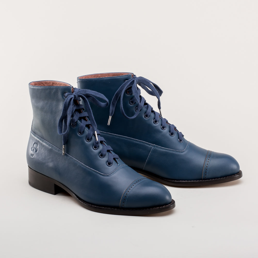 Rainey Vintage Lace-Up Boots (Blue)