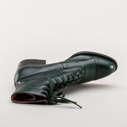 Rainey Vintage Lace-Up Boots (Green)