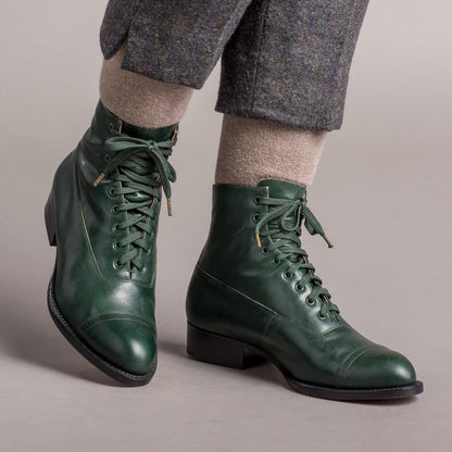 Rainey Vintage Lace-Up Boots (Green)