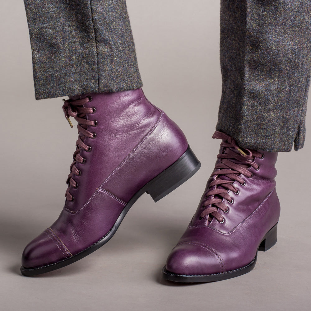 Rainey Vintage Lace-Up Boots (Purple)