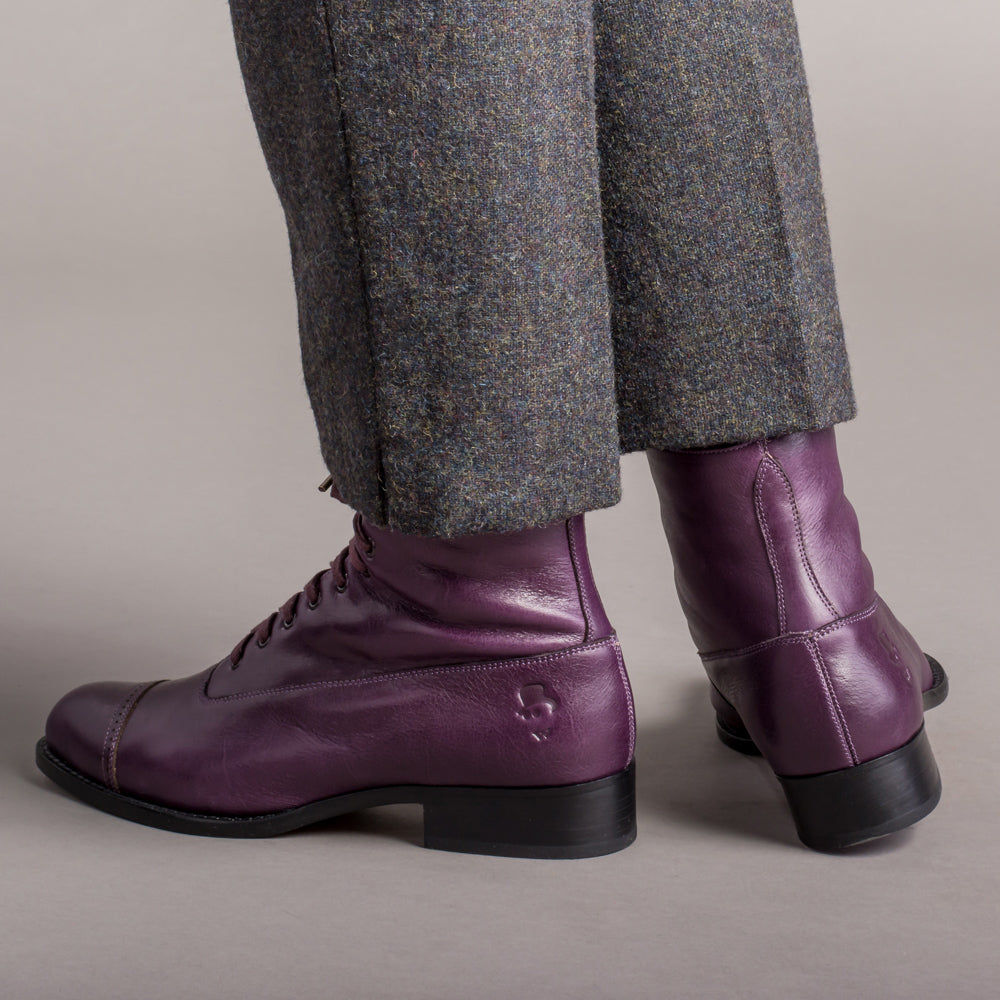 Rainey Vintage Lace-Up Boots (Purple)