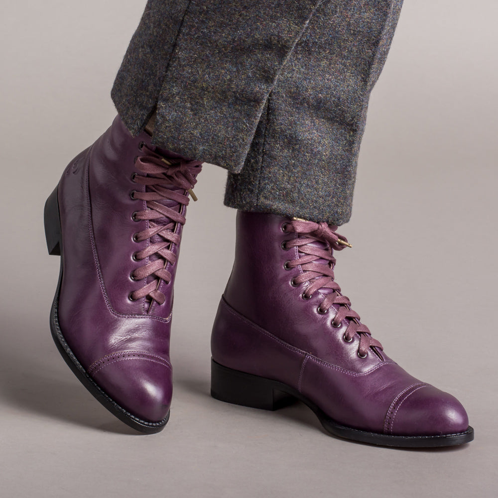 Rainey Vintage Lace-Up Boots (Purple)