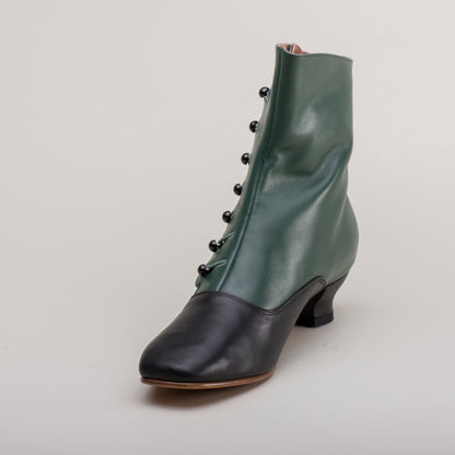 Renoir Victorian Button Boots (Green/Black)
