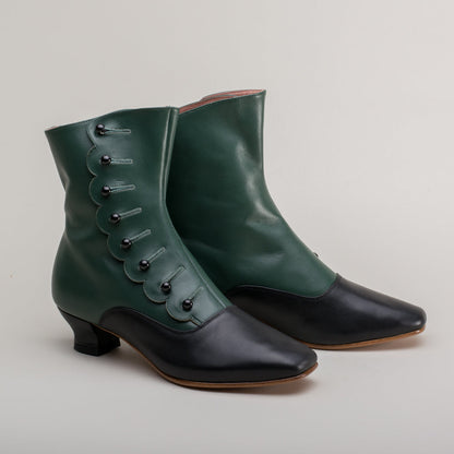 Renoir Victorian Button Boots (Green/Black)