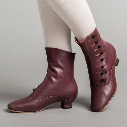 Renoir Victorian Button Boots (Merlot)