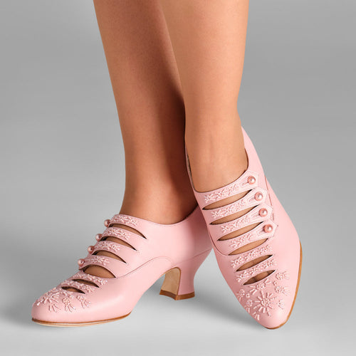 PRE-ORDER Savoy Beaded Edwardian Shoes (Pink)