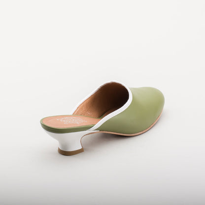 Sophie 18th Century Leather Mules (Green)