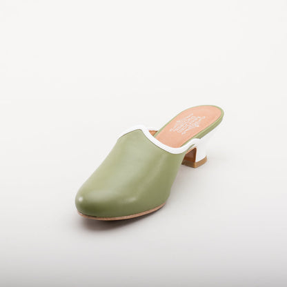 Sophie 18th Century Leather Mules (Green)