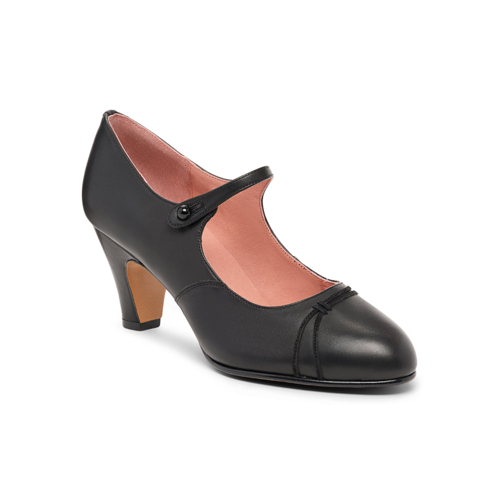 PRE-ORDER Vera 1920s Bar Shoes Wide (Black)