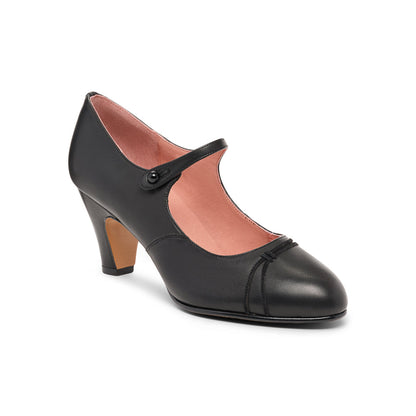 PRE-ORDER Vera 1920s Bar Shoes Wide (Black)