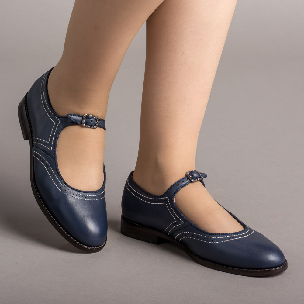 Wednesday Vintage Mary Jane Shoes (Navy)